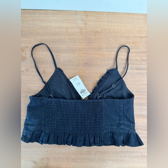 NWT Abercrombie and Fitch Ruffle Poplin Frilly Cami Linen Babydoll Crop Top - Picture 3 of 6